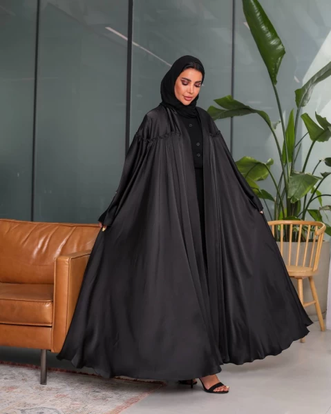 Black Silk Crepe Abaya C:175