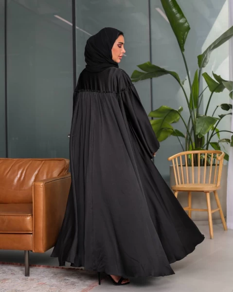 Black Silk Crepe Abaya C:175